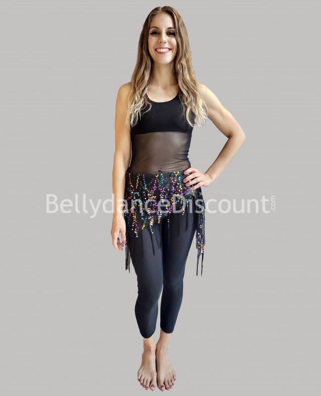 Sparkling black and multicolor Bellydance scarf
