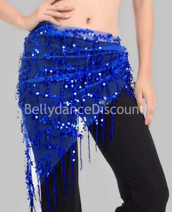 Foulard de danse orientale brillant bleu nuit