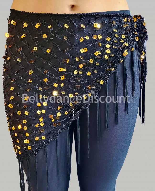 Foulard nero e oro di danza del ventre per i fianchi
