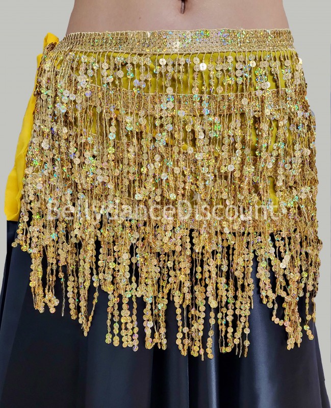 Bellydance belt gold with sequined fringes
