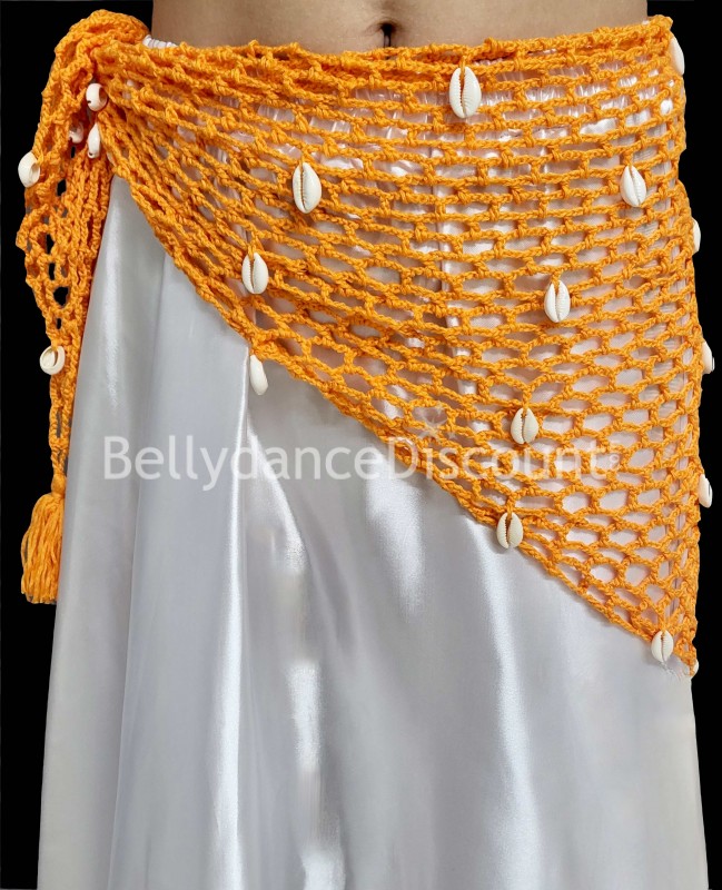 Foulard orientale arancione rete e conchiglie