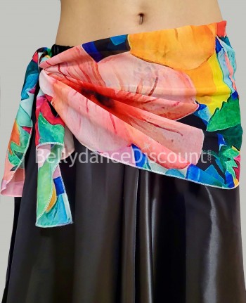 Polynesian print oriental dance scarf