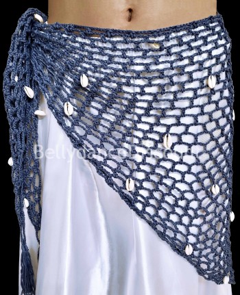 Foulard oriental bleu filet et coquillages