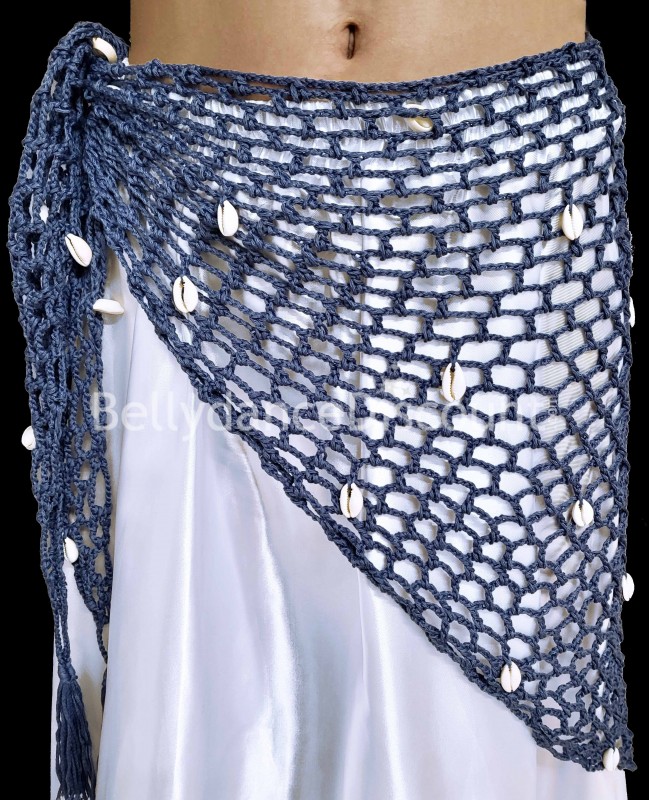 Foulard orientale blu rete e conchiglie