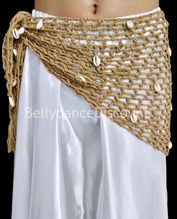 Foulard oriental beige filet et coquillages