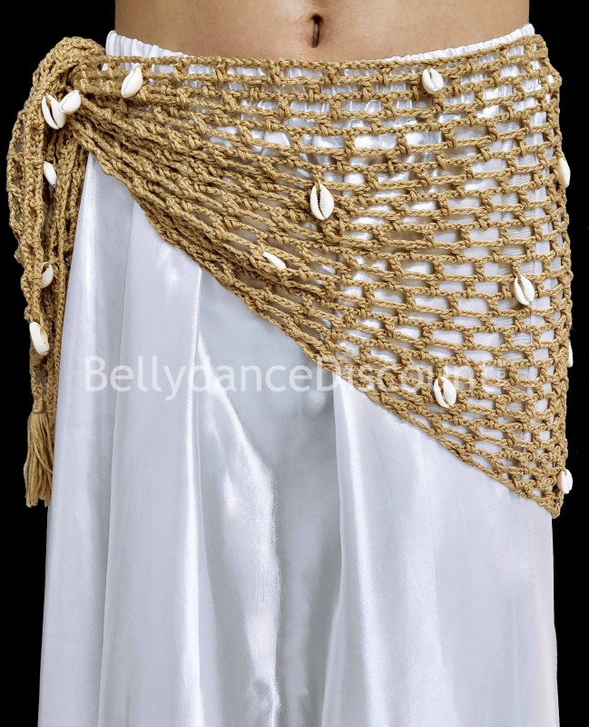 Foulard oriental beige filet et coquillages