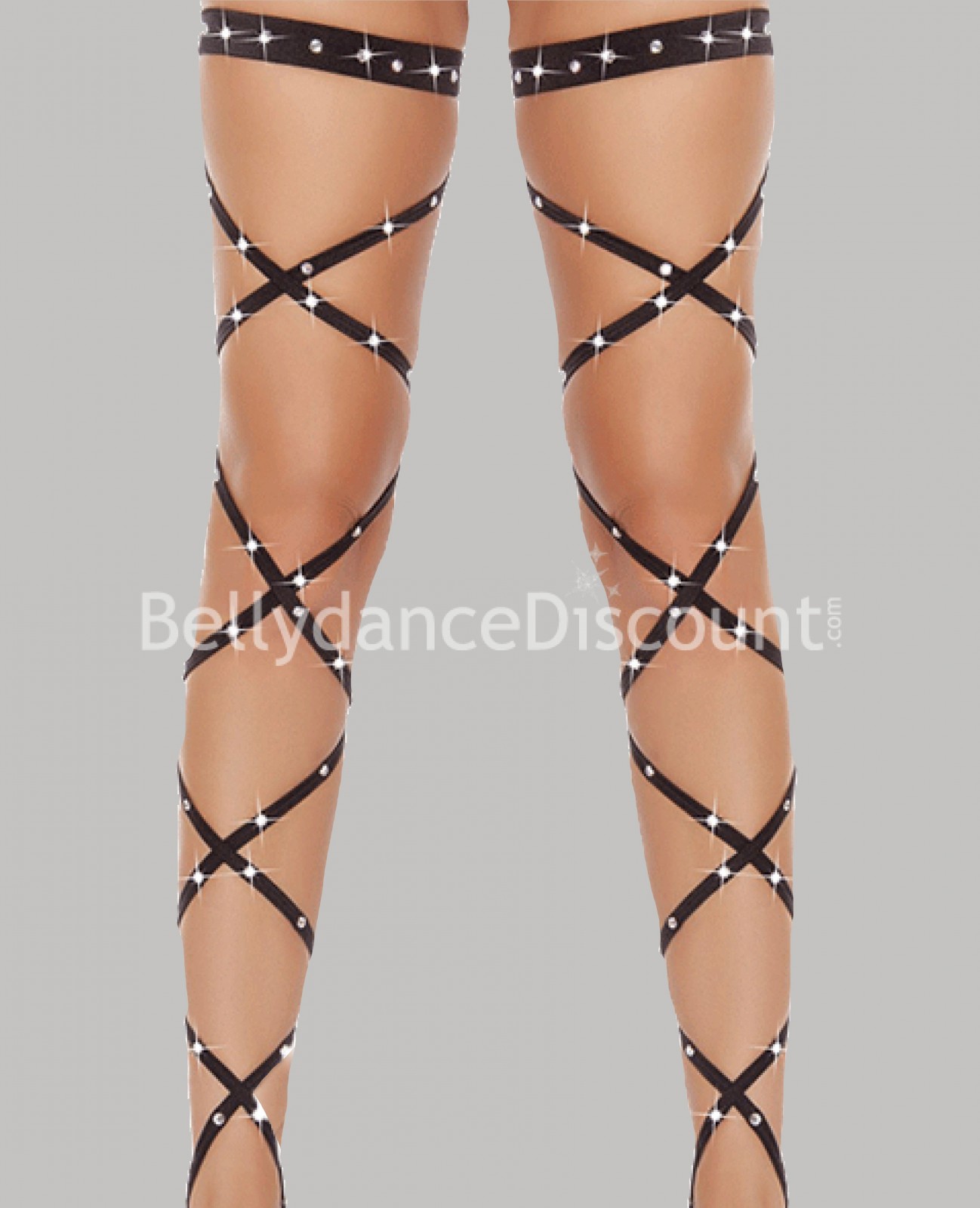 Black leg wraps with rhinestones Black leg wraps with rhinestones