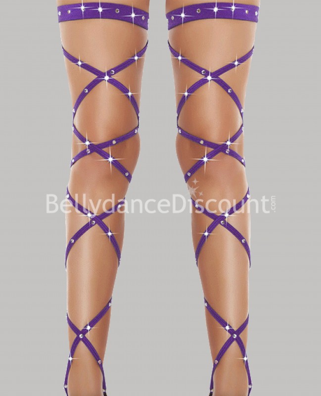 Lacci per le gambe con strass viola