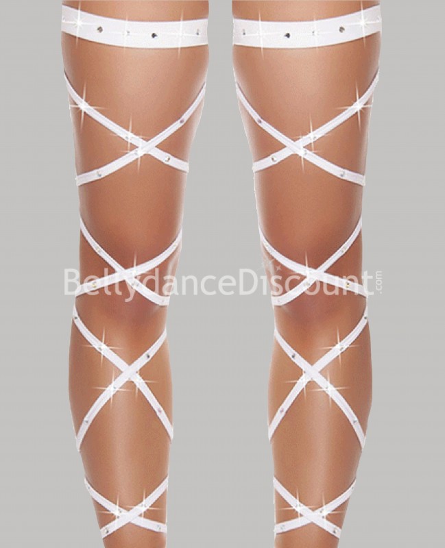 Lacci per le gambe con strass bianchi