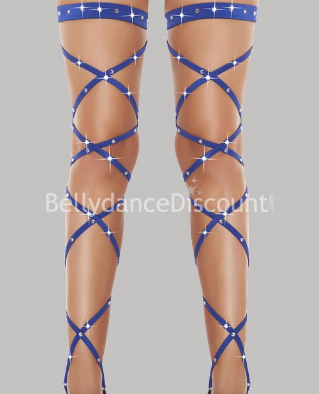 Dark blue leg wraps with rhinestones Dark blue leg wraps with rhinestones