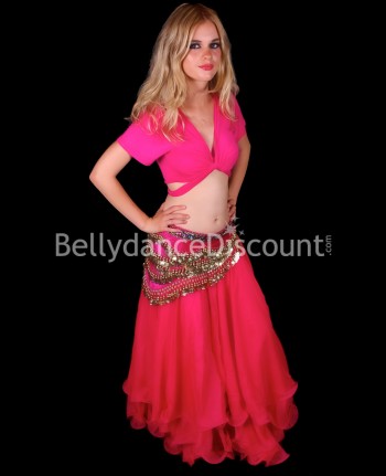 Fuchsia belly dance skirt with lining