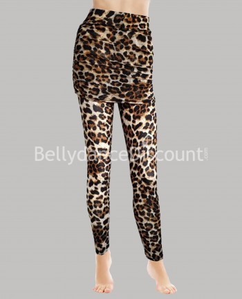 Leggings di danza leopardati con sopragonna integrata