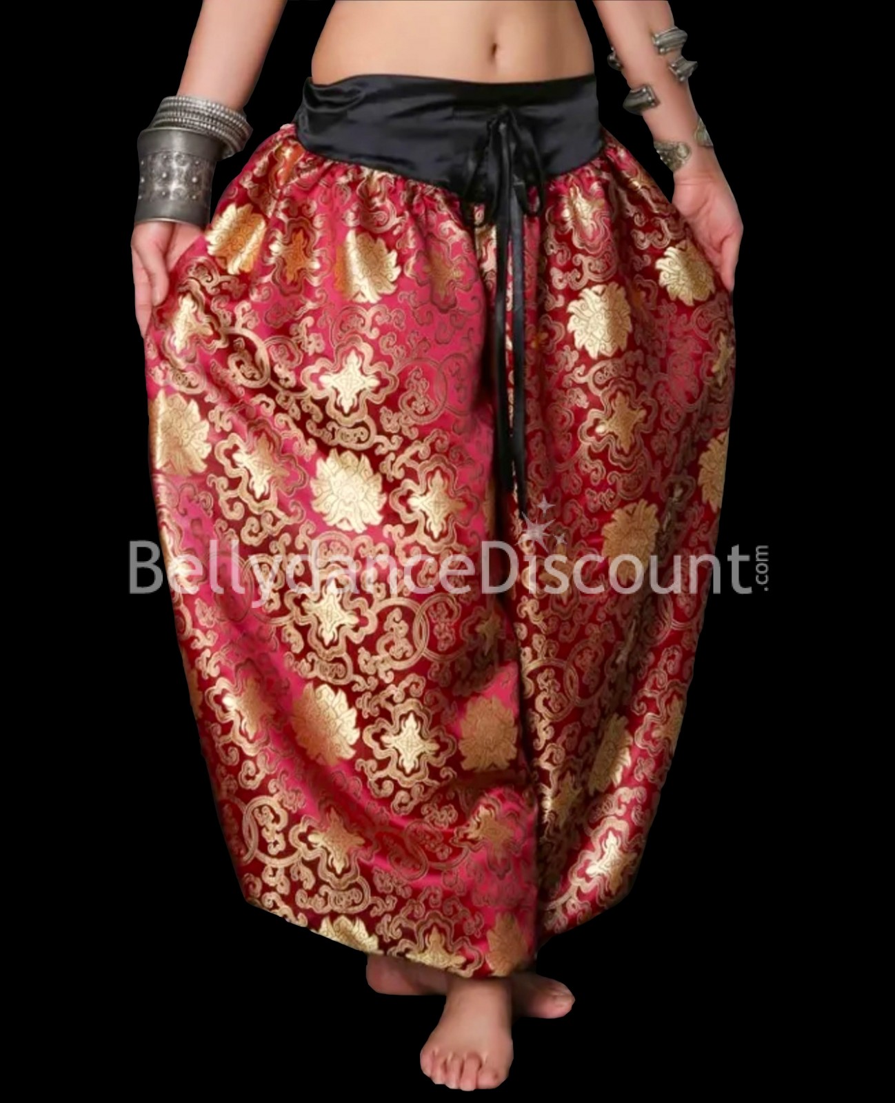 Pantaloni bordeaux satin stampa jacquard Pantaloni bordeaux satin stampa jacquard