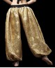 Pantalón dorado de satén con estampado Jacquard