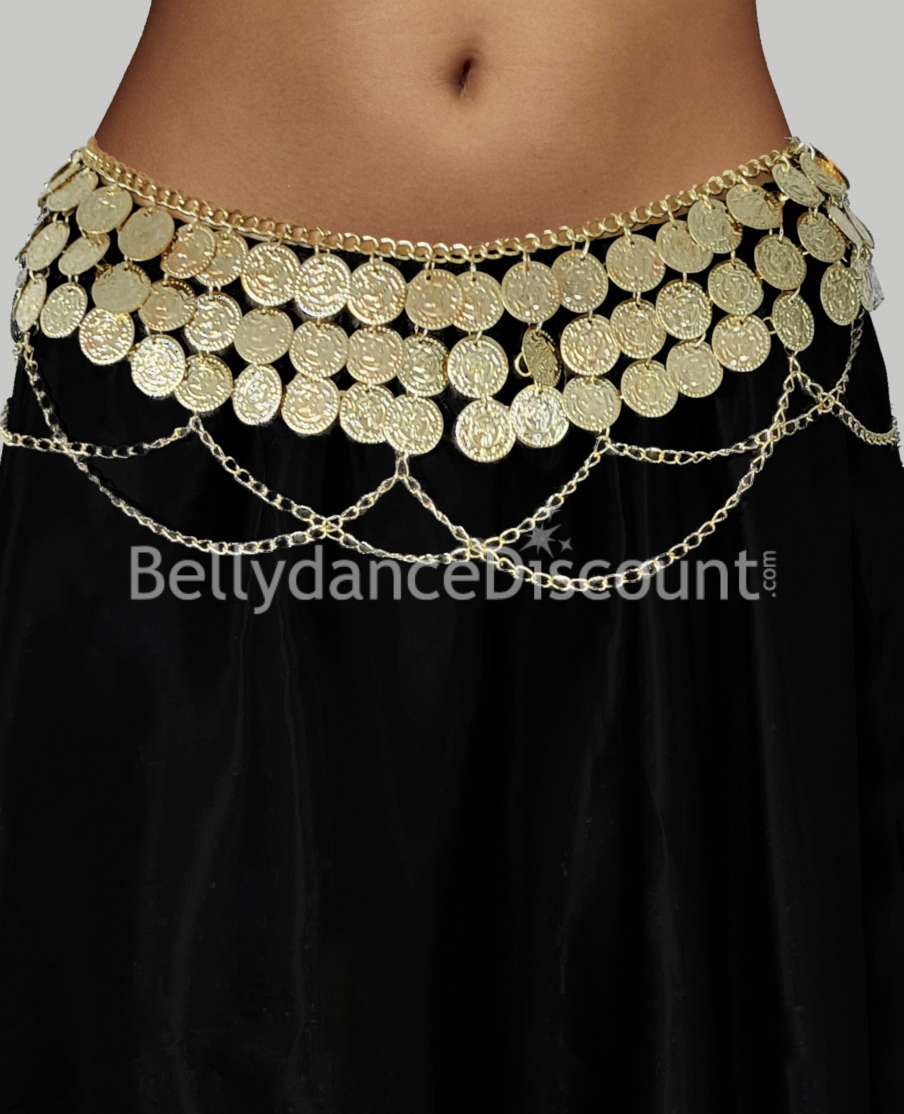 Oriental dance golden belt with sequins - 15,90 €