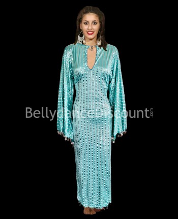 Aqua and silver Bellydance Galabeya