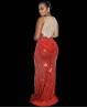 Vestido de escenario en terciopelo rojo con pedrería