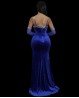 Traje de danza del vientre en terciopelo azul noche y pedrería