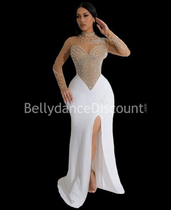 Abito di scena bianco con strass