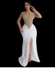 Vestido de escenario blanco con pedrería