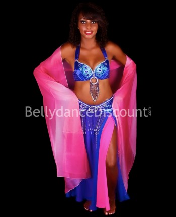 Falda forrada azul oscura para danza del vientre