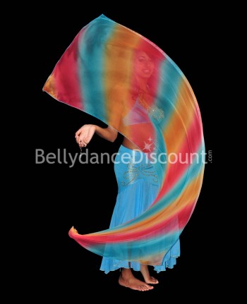Veil Poi di danza del ventre blu arancione rosso