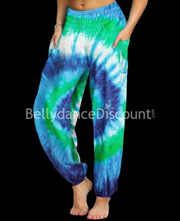 Pantalón de baile "Tie and dye" azul verde