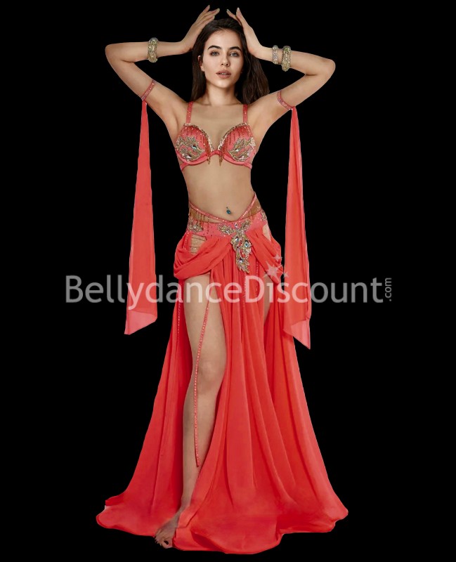 Traje de danza del vientre naranja MEÏLIA