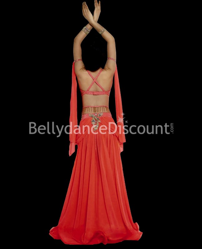 Costume di danza del ventre arancione MEÏLIA
