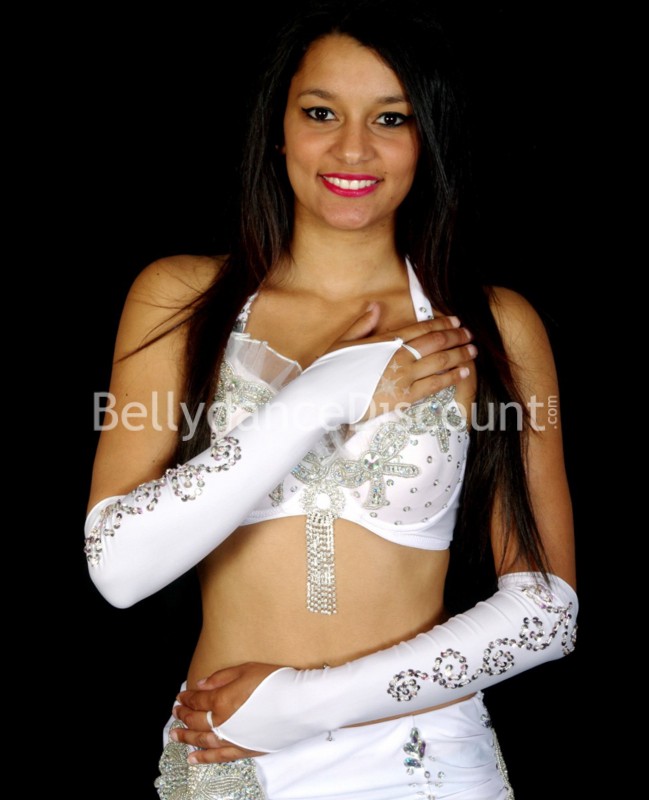 Armstulpen für orientalischen Tanz in Lycra in Weiß