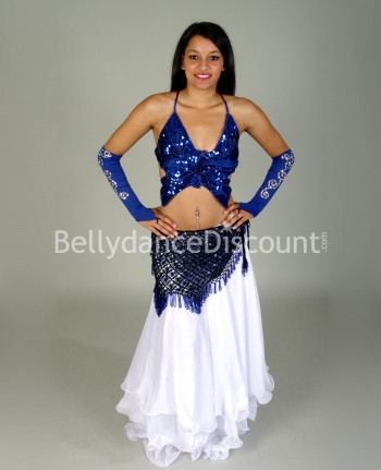 Top de danza del vientre "mariposa" azul oscuro