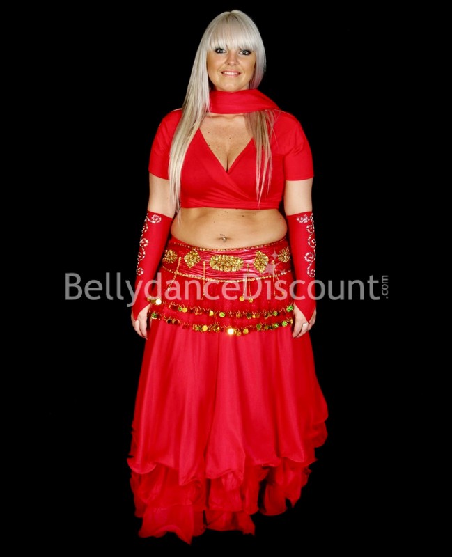 Manchons de danse orientale lycra rouge