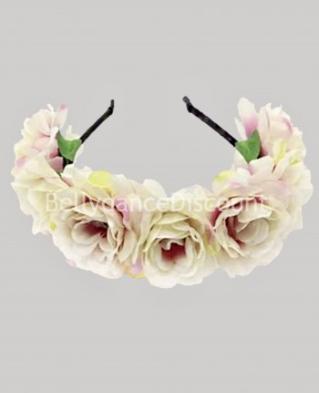 Cerchietto a fiori beige rosa
