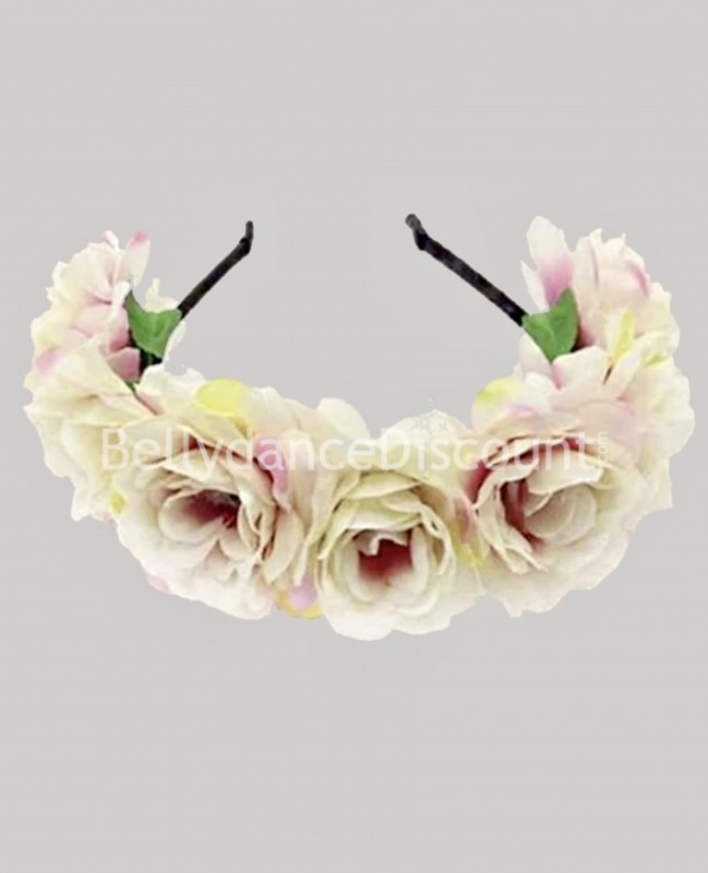 Blumiger Haarreif in Rosabeige