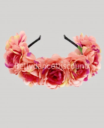 Cerchietto a fiori corallo