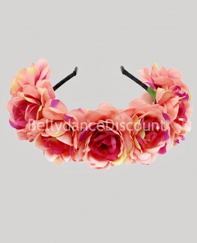 Diadema con flores coral