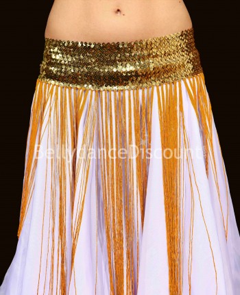 Long Bellydance belt with fringes gold
