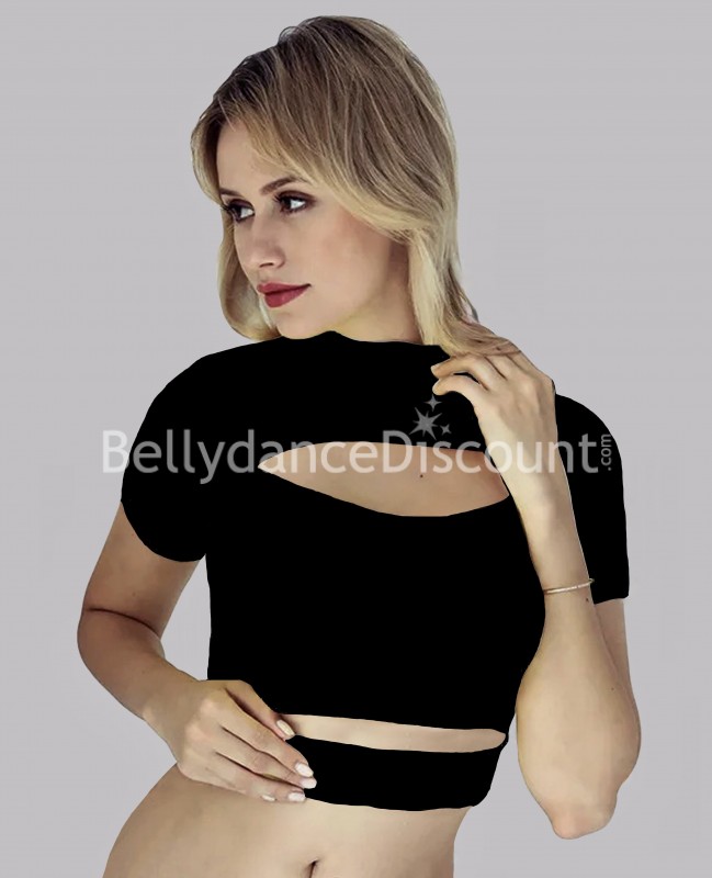 Black dance top with openings