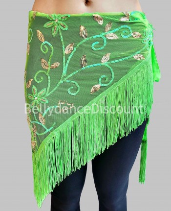 Pañuelo oriental para las caderas verde y dorado