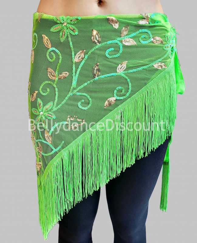 Pañuelo oriental para las caderas verde y dorado