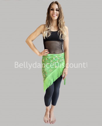 Pañuelo oriental para las caderas verde y dorado