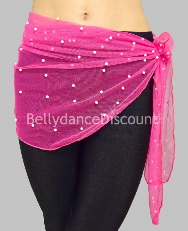 Foulard orientale rosa con perle madreperla