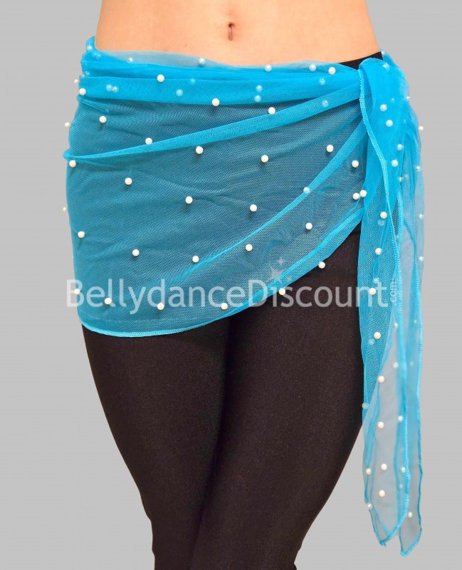 Foulard orientale blu con perle madreperla