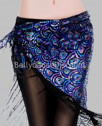 Pañuelo oriental "pavo real" azul
