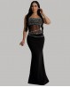 Vestido de baile negro de redecilla y pedrería