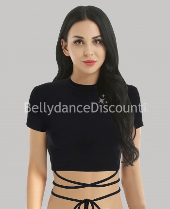 Top corto negro de baile para anudar