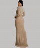 Long beige and opaque dress with rhinestones