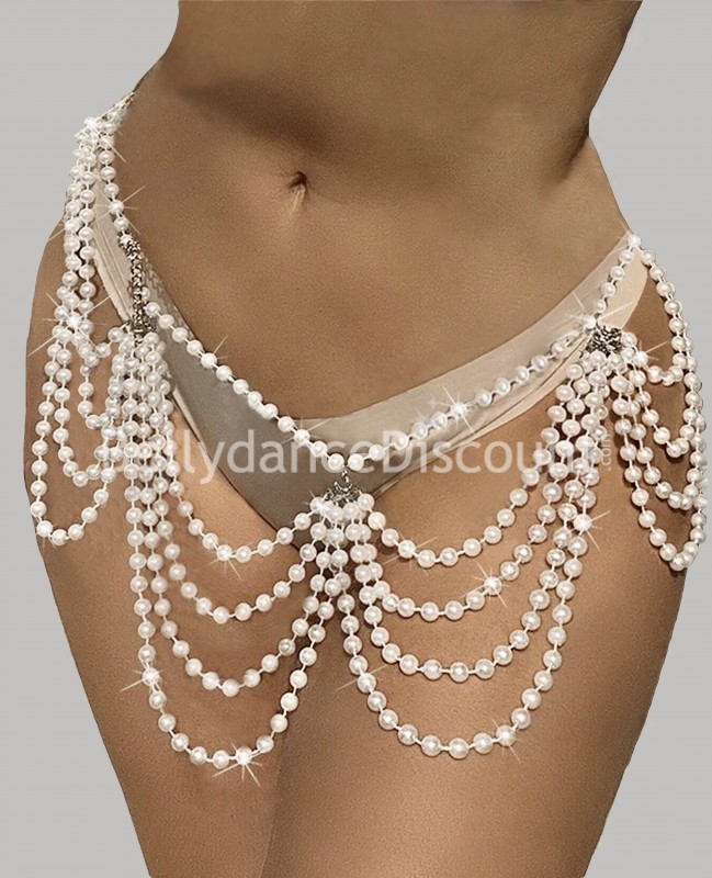 Ceinture à filets de perles nacrées blanches