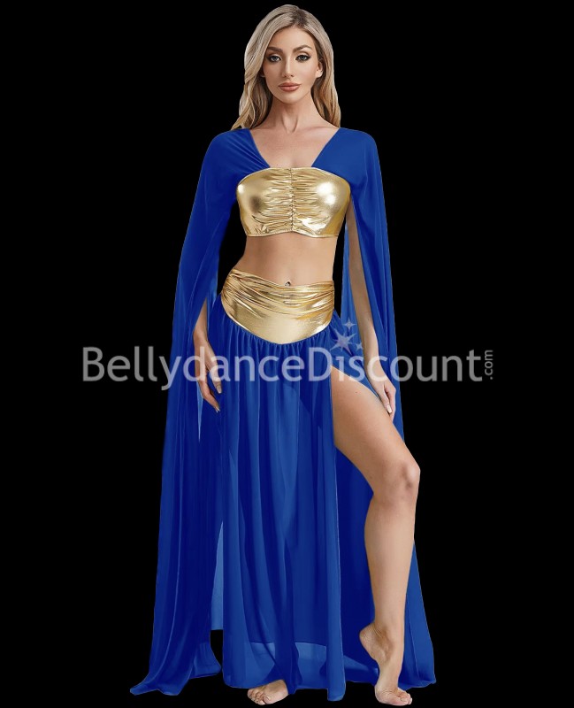 Tenue de danse orientale bleu nuit et dorée