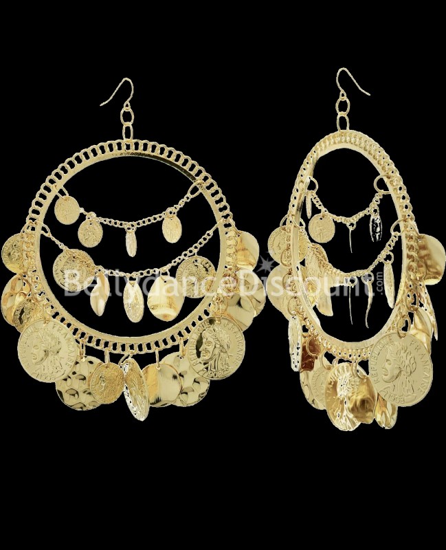 Große Kreolen mit Pailletten in Gold